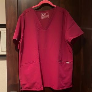 Figs hot pink scrub top